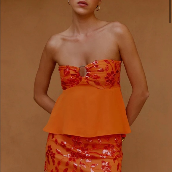 Peppermayo Tops - Peppermayo Kenya Beaded Halter Top - Orange